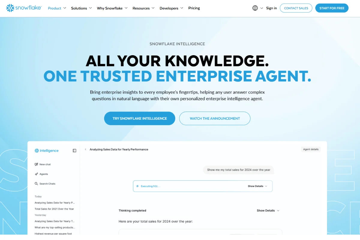 Snowflake Intelligence platform