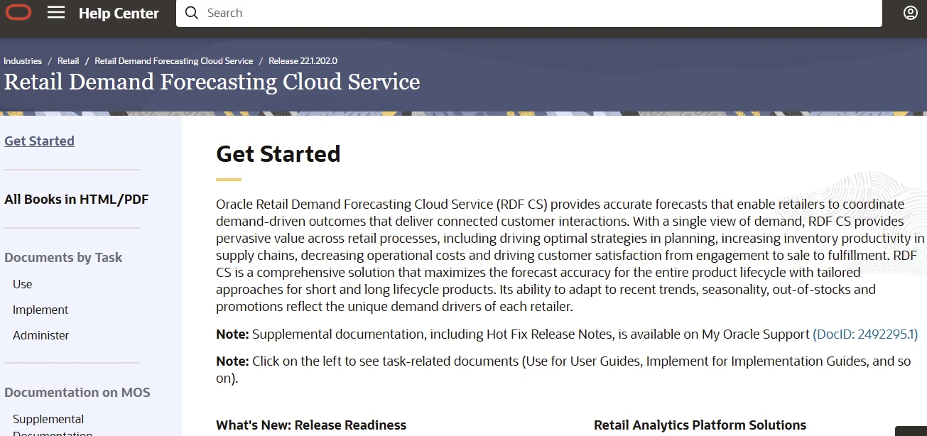 Oracle Retail Demand Forecasting